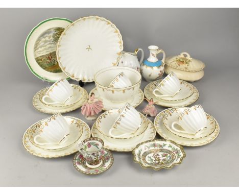 A Collection of Various Ceramics to Comprise 19th Century Coalport Tea Set of Reeded Form Decorated with Floral Motif Trim, a