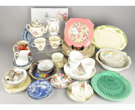 A Collection of Various Ceramics to Comprise Wedgwood Majolica Shell Saucer Plates, Foley China Teawares, Chintz Plate, Blue 