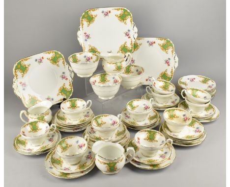 A Large Foley "Rockingham" Fifty-Four Piece Service to Comprise Eleven Cups, Saucers, Side Plates, Cake Plates, Sugar Bowls a
