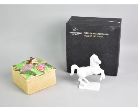 A Shorter Ware Butter Dish with Bee Finial together with a Furstemberg Rearing Horse in Original Box