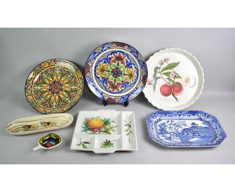 A Collection of Various  Ceramics to include Blue and White Willow Pattern Meat Plate, Hors d'Oeuvres Plate, Two Circular Wal