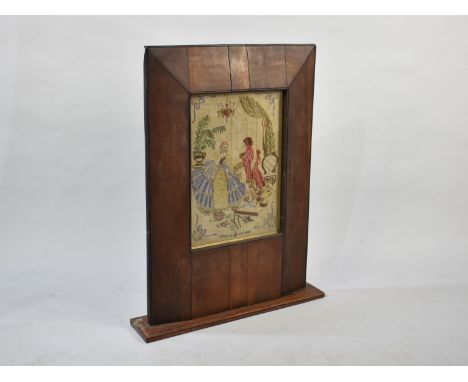 A Mid 20th Century Mahogany Fire Screen with Tapestry Centre, 75cms High