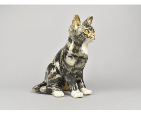 A Winstanley Cat with Glass Eyes, Signed to Base, 24cm high