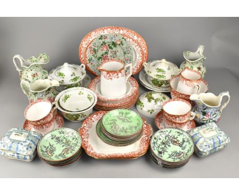 A Large Collection of Various 19th Century Ceramics to Comprise Part Copeland Orange Foliate Trim Service, Spode Chinese Rose