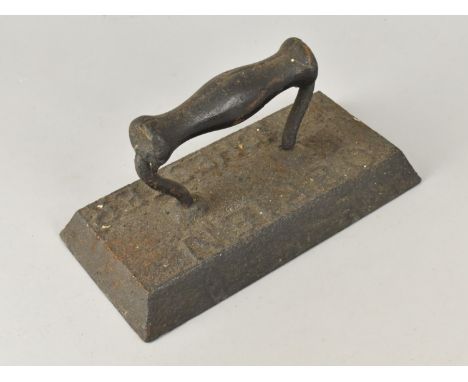 A Late Victorian Cast Iron Snooker Table Iron by O'Brien of Manchester, 25cms by 12cms