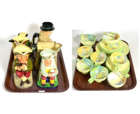 A six piece Paragon tea service, Royal Doulton ''The Pickwick Papers'' collectors jug, Royal Doulton ''Winston Churchill'' an