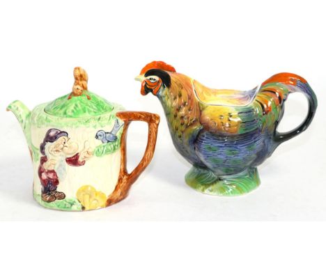 Wade Heath Snow White teapot and Rooster teapot (2) 