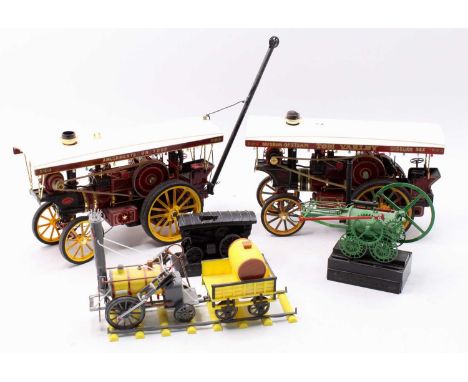 Five plastic model steam engine kits, to include a Tom Varley Museum of Steam kit by Bandai etc 