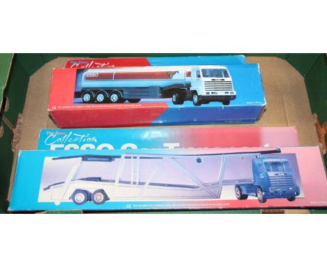 A pair of ESSO Collection large scale diecast vehicles, being road tanker and car transporter 