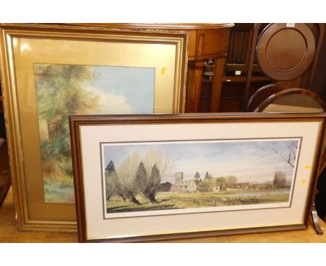 Early 20th century English school - Landscape study, watercolour, 52 x 40cm; and Alan Ingham - Easter Miracle, limited editio