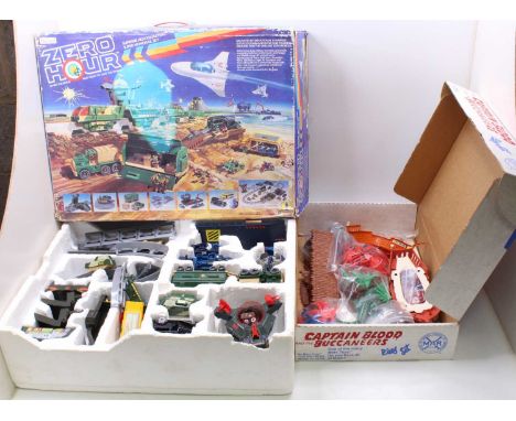 A boxed Bluebird Zero Hour action set together with a reissued Marx Captain Blood and the Buccaneers play set