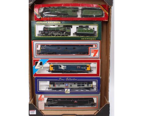 A collection of six various boxed Lima, Replica and Hornby 00 gauge model trains to include a Lima Lady Godiva, a Lima Bescot