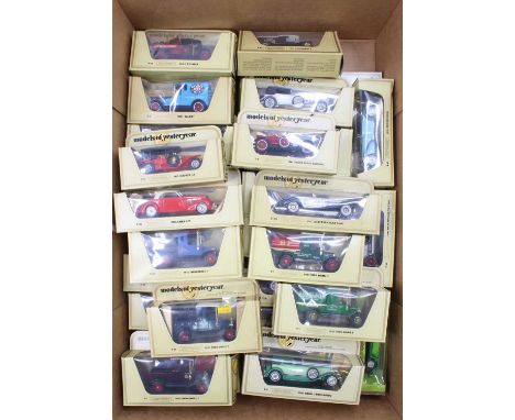 A tray containing 48 Matchbox Lesney Models of Yesteryear 'straw box' models, with examples to include Y12 Ford Model T in 'C