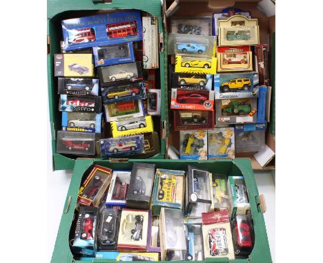 3 trays containing a collection of mixed modern issue diecast, with examples including a High Speed VW Karmann Ghia Coupe, a 