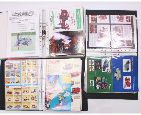 Three albums containing a quantity of model collecting catalogues, brochures and ephemera, to include Mamod and Corgi 