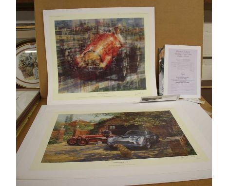 Juan Carlos Ferringo (b.1960) - Fangio and Alfa Romeo, limited edition print No.411/500, unframed; together with two other un