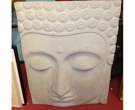 A contemporary moulded composition portrait mask of an Eastern deity, 113 x 85cm