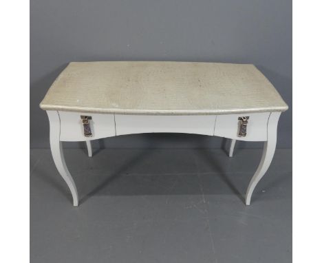 Fendi - A contemporary Italian writing table, with faux-alligator skin top, two drawers and cabriole legs. Width 122cm, heigh