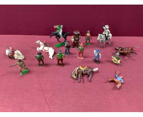 A Small Quantity of Mid XX Century Lead Figures, by Charbens, Timpo and others, all with a Cowboy theme, Buffalo Bill and 'Da