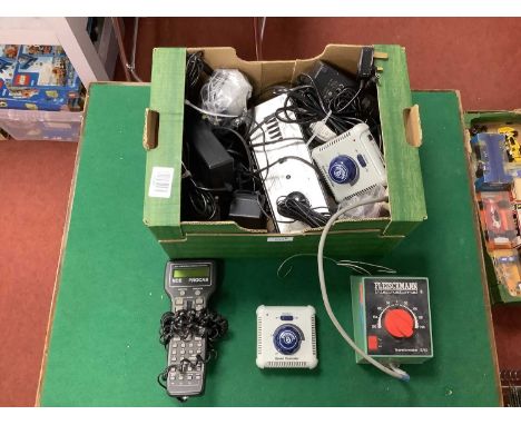 A quantity of Model Railway control equipmeny by Hornby, Fleischmann, NCE and others, for spares or repair.