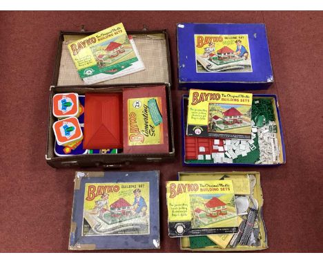 A Quantity of 1950's Bayko Buildings Sets / Components, some presented within a vintage travel case, all unchecked, playworn.