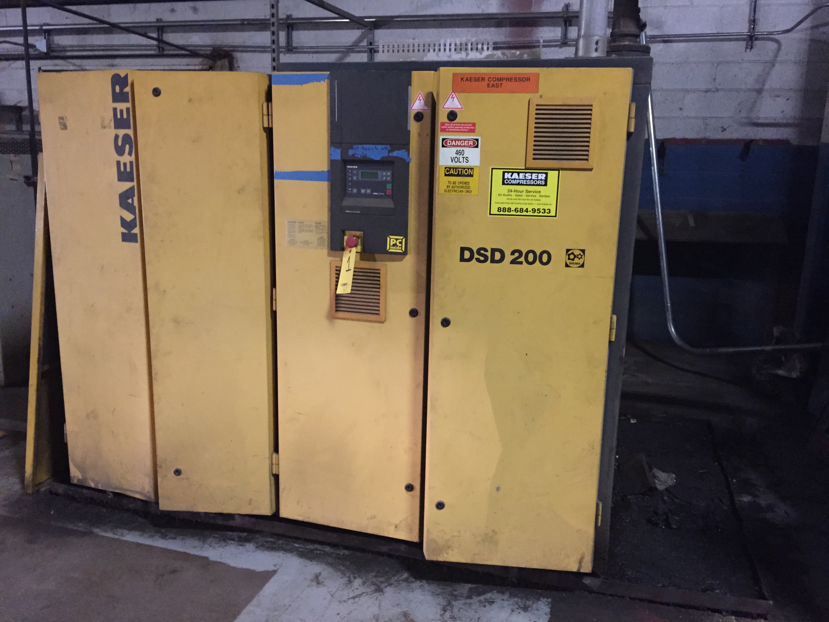 Kaeser Air compressor PSI 125, CFM 877 Make: Kaeser Model: DSD-200 Year ...