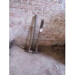 2 x Sledge hammers and long handle pick axe