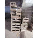 23 x Various vintage vegetable boxes, 18 with carved wooden handles,