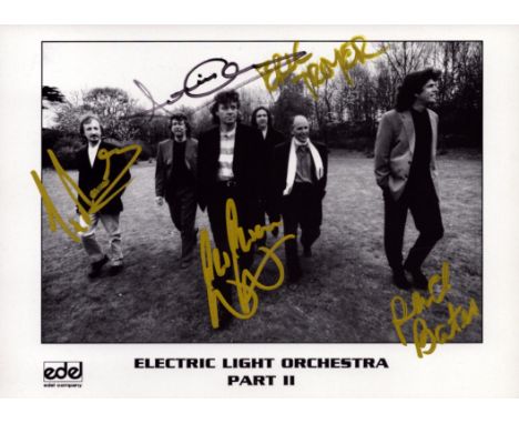 Electric Light Orchestra Part II multi signed 7x5 inch black and white promo photo includes five fantastic band signatures. G