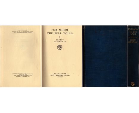 Ernest Hemingway: For Whom the Bell Tolls, First Edition hardback book. Good condition. All autographs come with a Certificat
