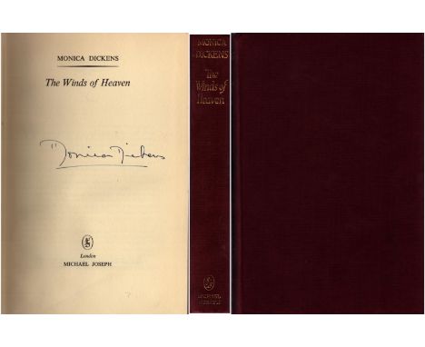 Monica Dickens signed The Winds of Heaven hardback book, First Edition 1955, 256 pages. Good condition. All autographs come w