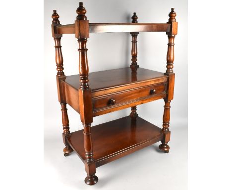 An Early 19th Century George IV Mahogany Buffet/What-not with Three Tiers and a Single Drawer on Turned Supports and Bun Feet