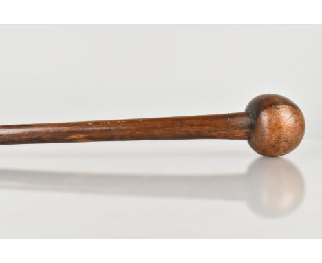 A 19th Century African Knobkerrie Club with Hardwood Shaft and Rounded Ball Head, 85cm Long