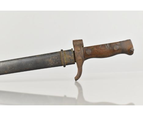 A French Mannlicher Berthier Bayonet, 1892 2nd Pattern, Metal Scabbard, 26cms Blade