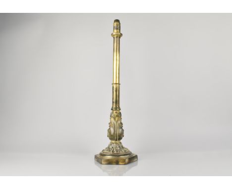 An Early 19th Century William IV Brass Candlestick, Marked 'Palmer and Co. Makers London', with a Cast Acanthus Leaf Base, 55