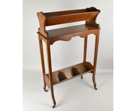 An Edwardian Oak Two Tier Oak Book Trough Stand, 55cms Long