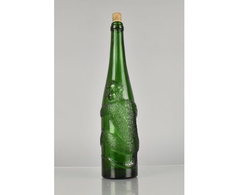 A Vintage German Affentaler Green Glass Wine Bottle, The Body Decorated in Relief with Monkey