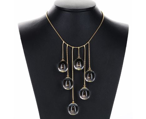 Baccarat 18ct Gold Chandelier Pool of Light Necklace. This piece is stamped on the clasp and each individual drop Baccarat, 7