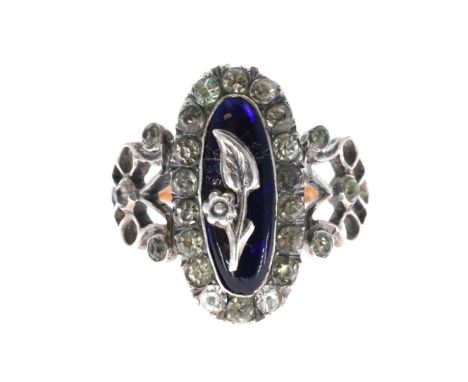Antique Gold Paste with French Blue Enamel Ring. UK ring size P. Tested 10ct gold. Weighs in total 4g.