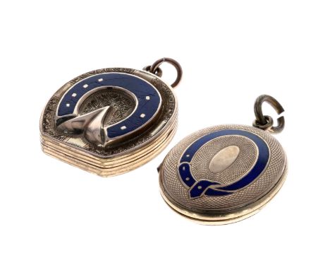 Antique 9ct gold back and front locket pendants inc. enamel. Both have been XRF tested. Weighs in total 13g.