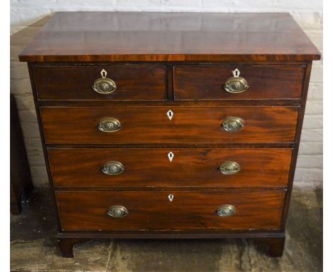 Georgian mahogany chest of drawers with bone escutcheons &amp; brass plate handles (2 missing) L 97cm D 49cm Ht 92cm&nbsp;