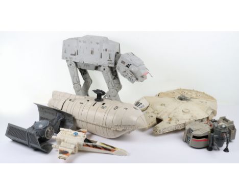 Loose Vintage Star Wars Vehicles, including: Darth Vader TIE Fighter Missing one connector to solar wing, Imperial Troop tran
