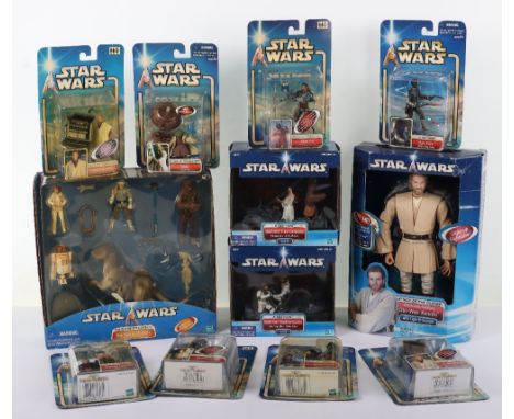 Selection of Star Wars Hasbro 2002 carded figures, including ATOC, Palpatine, boba fett, obi-wan Kenobi, two Anakin skywalker