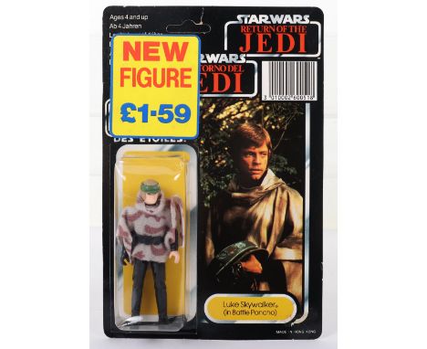 Palitoy General Mills Star Wars Tri Logo Return of The Jedi Luke Skywalker (in Battle Poncho) Vintage Original Carded Figure,