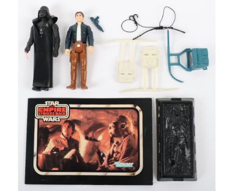 Vintage Darth Vader loose Action Figure, 3 ¾ inches, in near mint original condition, ©G.M.F.G.I 1977 No Coo, Han Solo (Bespi