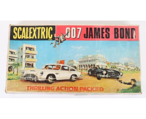 Scarce Scalextric 007 James Bond Set, thrilling action packed car chase, circa 1967, including: Aston Martin DB5, white body,