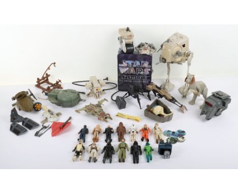 Vintage Star Wars Vehicles and Figures, including: MTV-7 multi-terrain vehicle,INT-4 Interceptor (missing front gun) Scout Wa