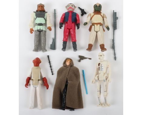 Six Vintage Star Wars Return of the Jedi Loose Figures, including: Admiral Ackbar, with baton, @1982 L.F.L. Hong Kong, Nien N
