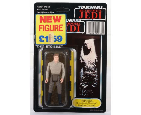 Palitoy General Mills Star Wars Tri Logo Return of The Jedi Han Solo (In carbonite chamber) Vintage Original Carded Figure, 3