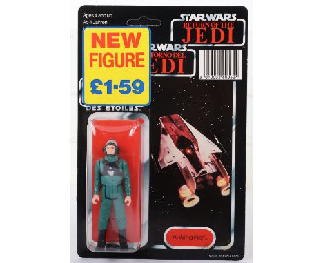 Palitoy General Mills Star Wars Tri Logo Return of The Jedi A-Wing Pilot Vintage Original Carded Figure, 3 ¾ inches mint, fac